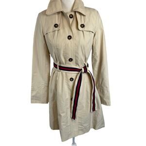 Tommy Hilfiger Single Breasted Lined Trench Coat Belted Stone X-Small